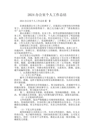 2024办公室个人工作总结