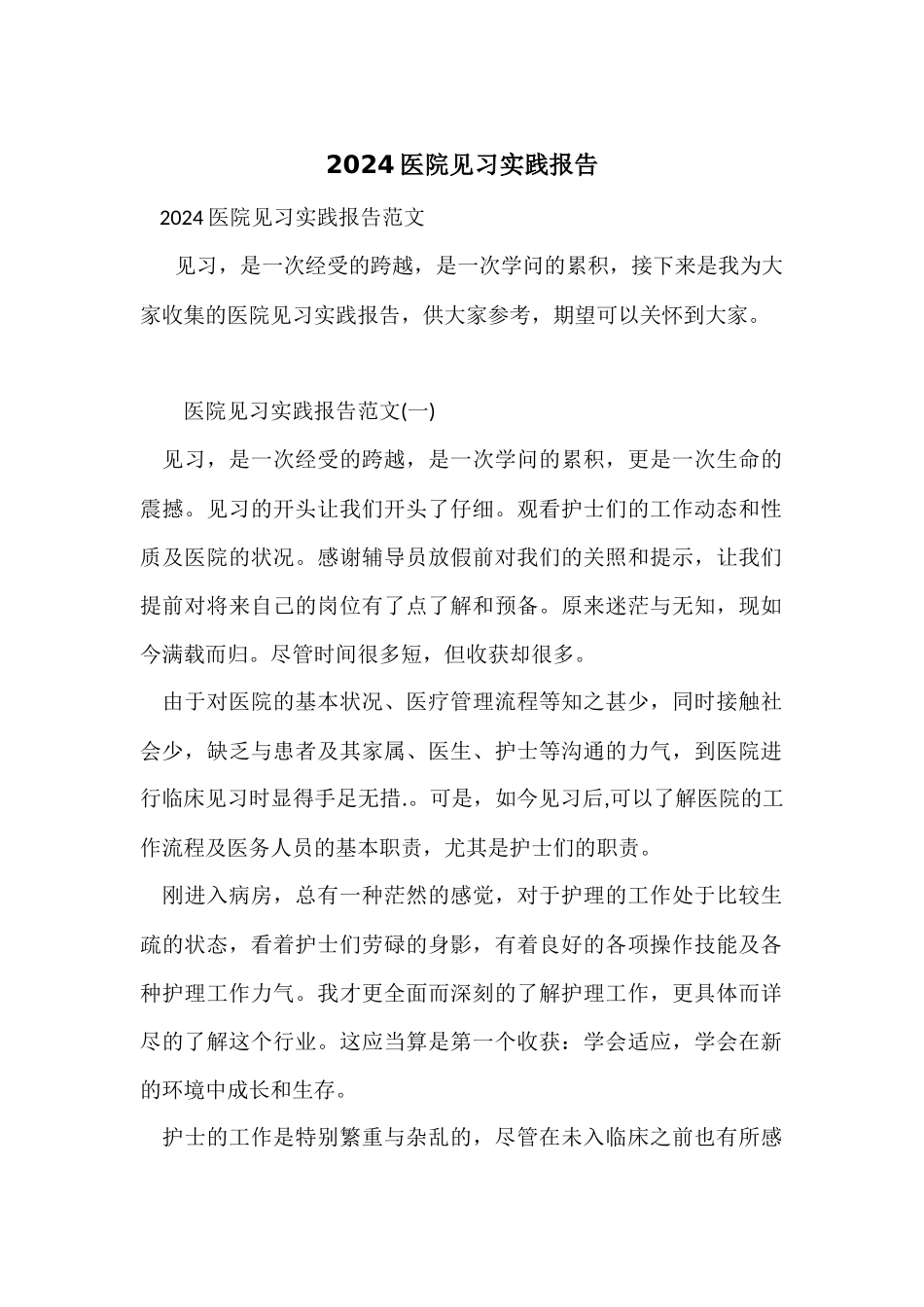 2024医院见习实践报告_第1页