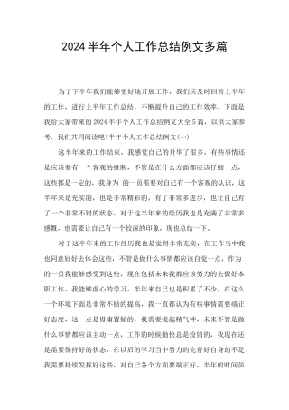 2024半年个人工作总结例文多篇