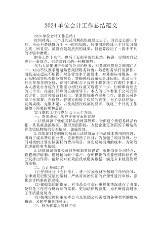 2024单位会计工作总结范文