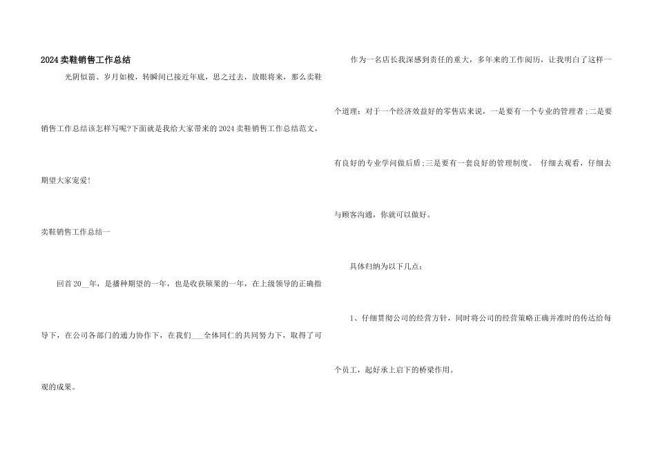 2024卖鞋销售工作总结_第1页