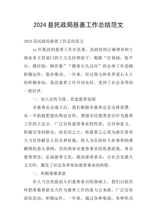 2024县民政局慈善工作总结范文