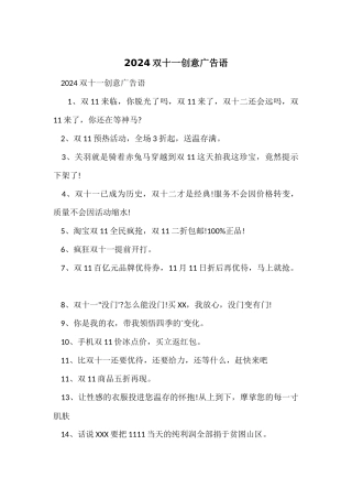 2024双十一创意广告语