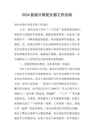2024县统计局党支部工作总结