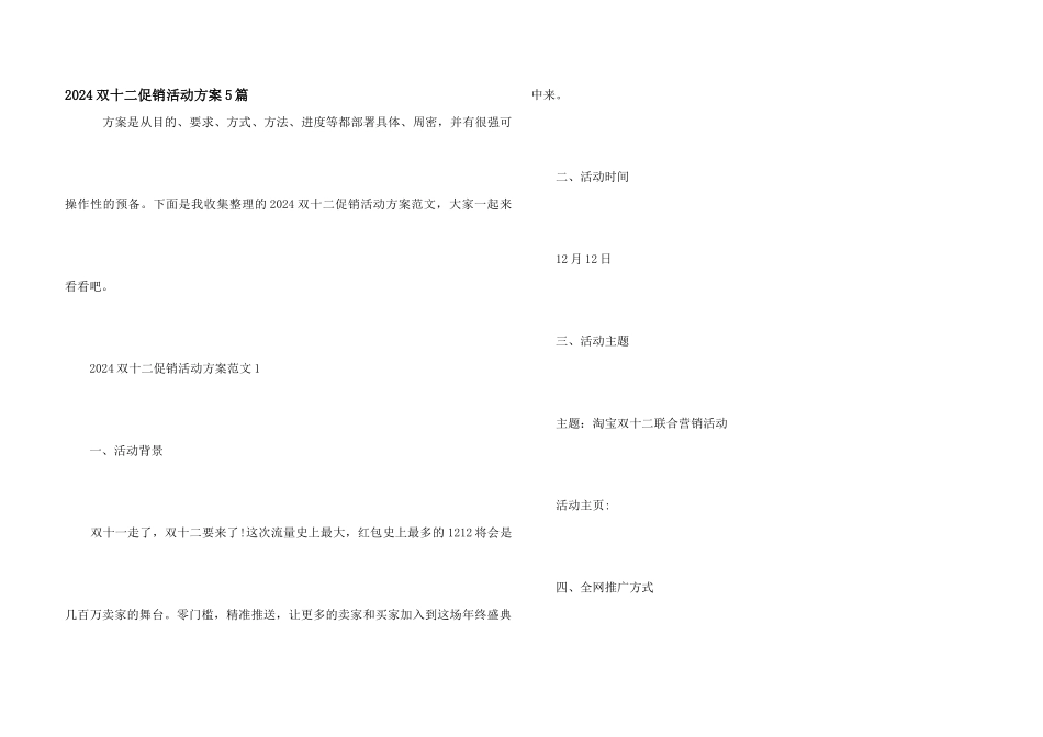 2024双十二促销活动方案5篇_第1页
