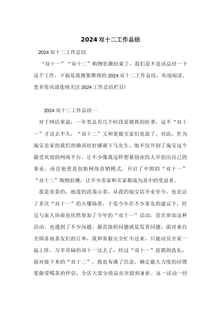 2024双十二工作总结