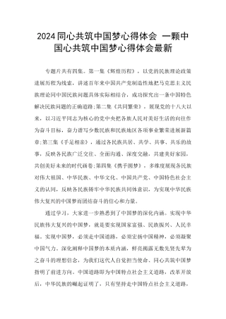 2024同心共筑中国梦心得体会