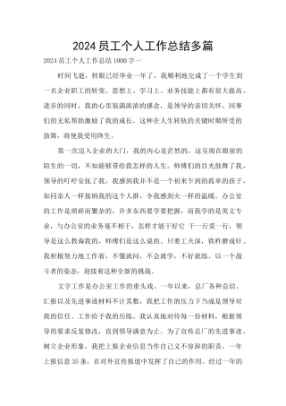 2024员工个人工作总结多篇