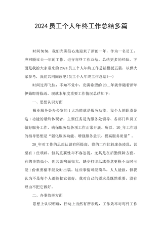 2024员工个人年终工作总结多篇