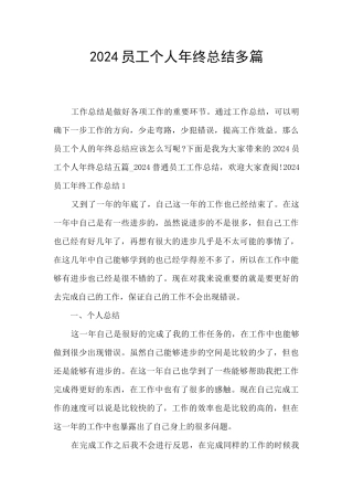 2024员工个人年终总结多篇