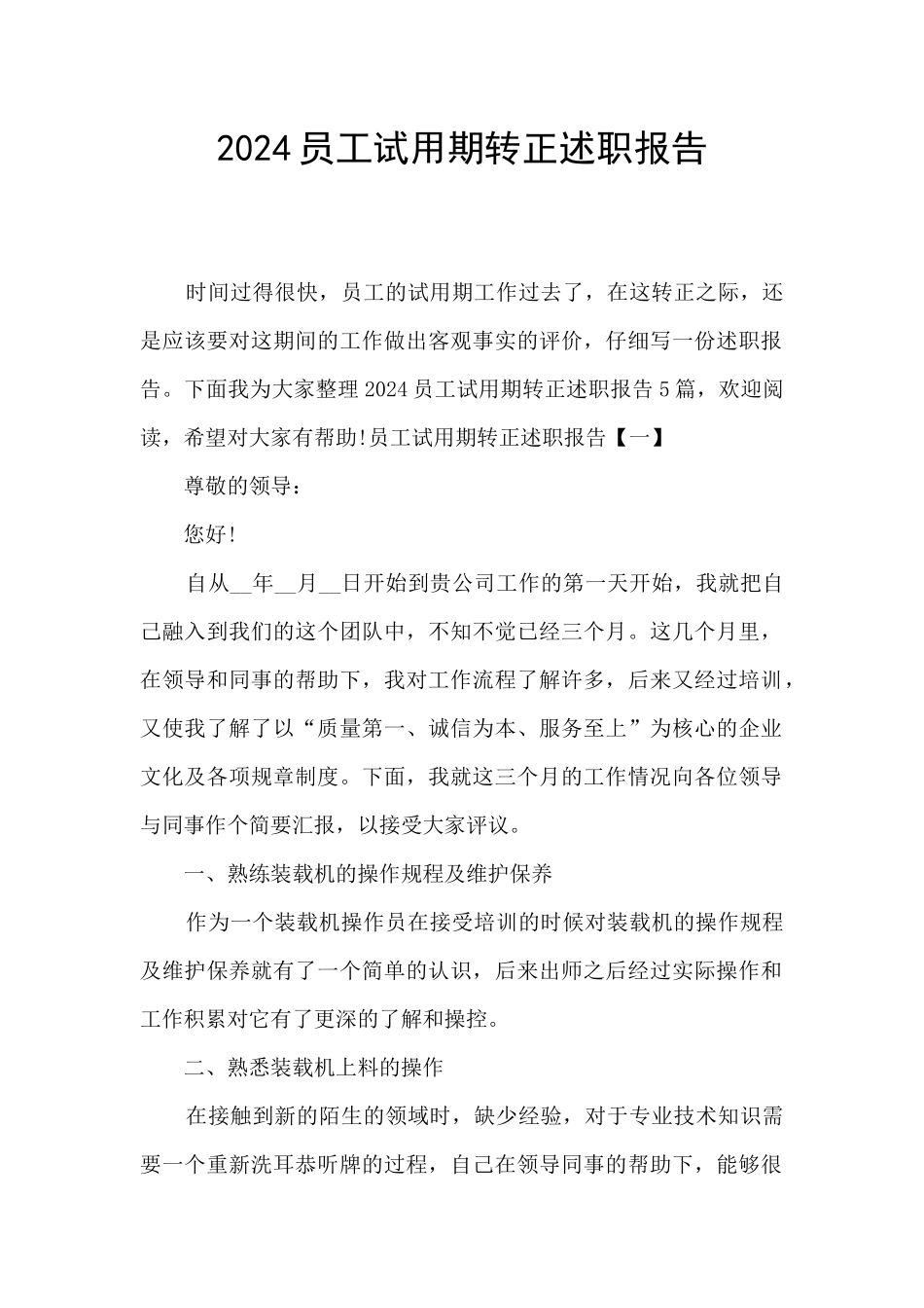 2024员工试用期转正述职报告_第1页