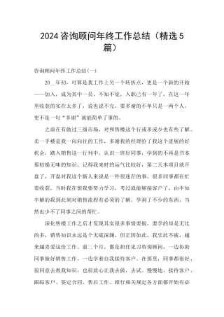 2024咨询顾问年终工作总结