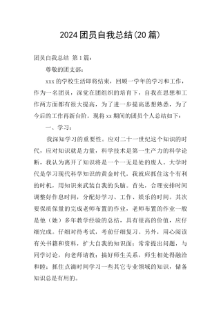 2024团员自我总结