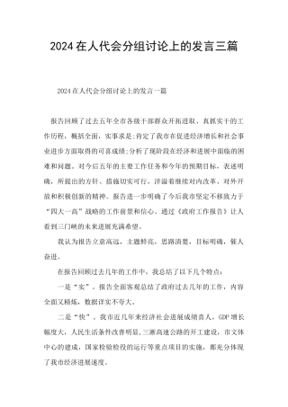 2024在人代会分组讨论上的发言三篇