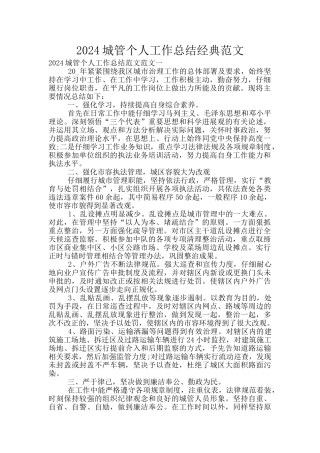2024城管个人工作总结经典范文