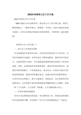 2024培智班主任工作计划