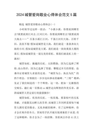 2024城管爱岗敬业心得体会范文5篇