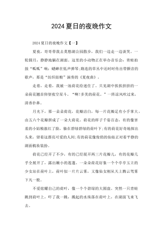 2024夏日的夜晚作文