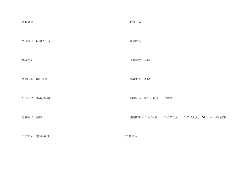 2024大专毕业生工作简历模板_第2页