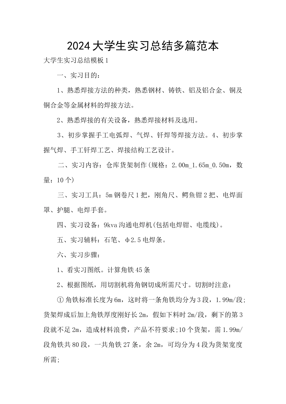 2024大学生实习总结多篇范本_第1页