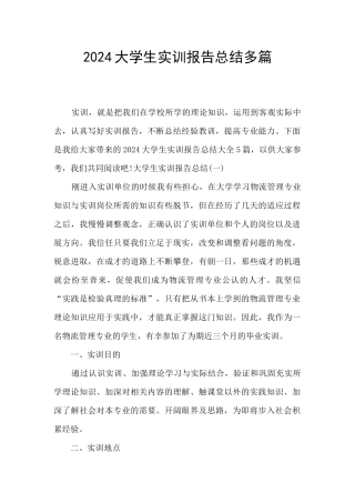 2024大学生实训报告总结多篇