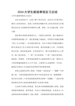 2024大学生新版寒假实习总结