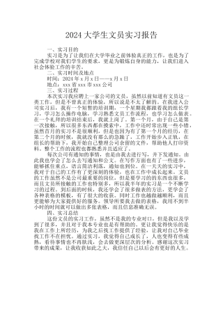 2024大学生文员实习报告