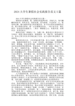 2024大学生暑假社会实践报告范文5篇
