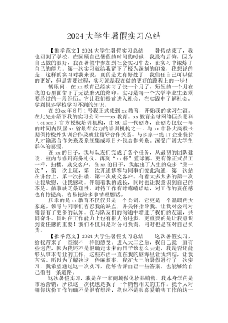 2024大学生暑假实习总结