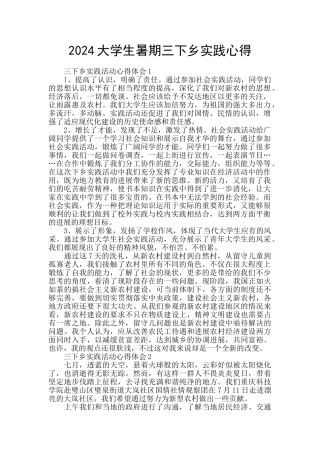 2024大学生暑期三下乡实践心得