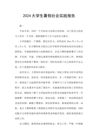 2024大学生暑假社会实践报告