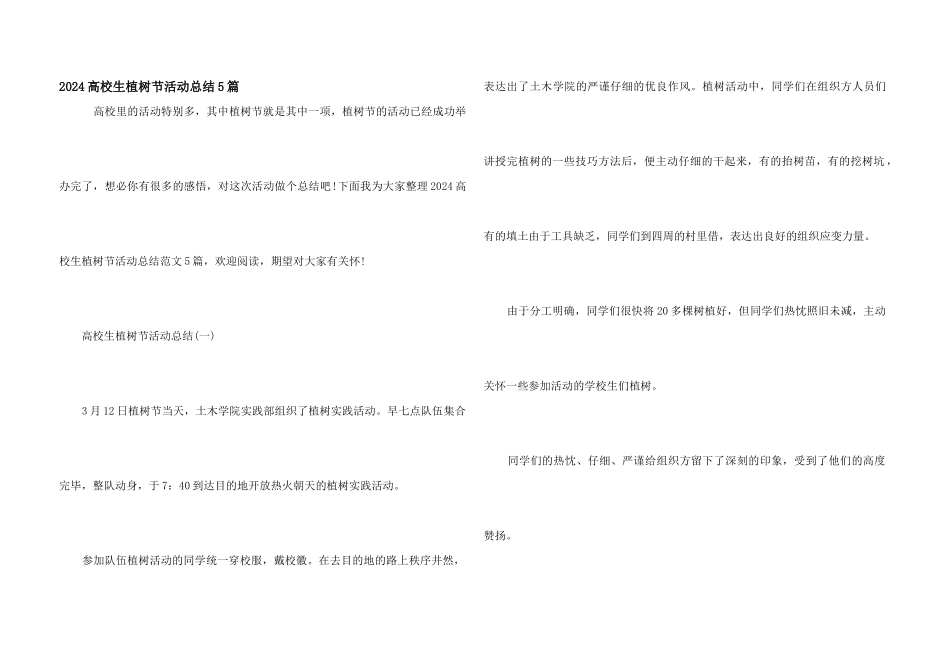 2024大学生植树节活动总结5篇_第1页