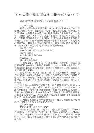 2024大学生毕业顶岗实习报告范文3000字