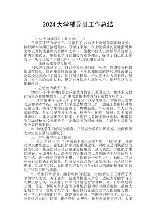 2024大学辅导员工作总结