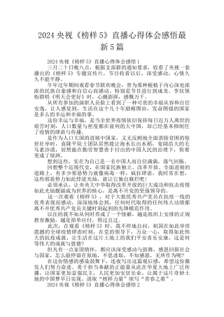 2024央视《榜样5》直播心得体会感悟最新5篇