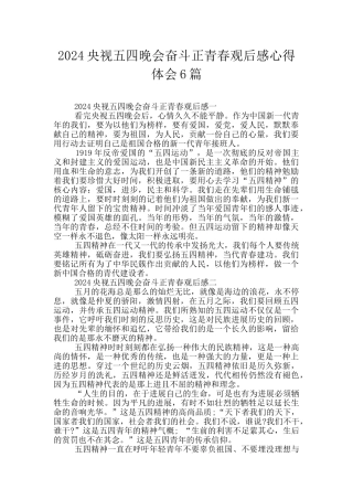 2024央视五四晚会奋斗正青春观后感心得体会6篇