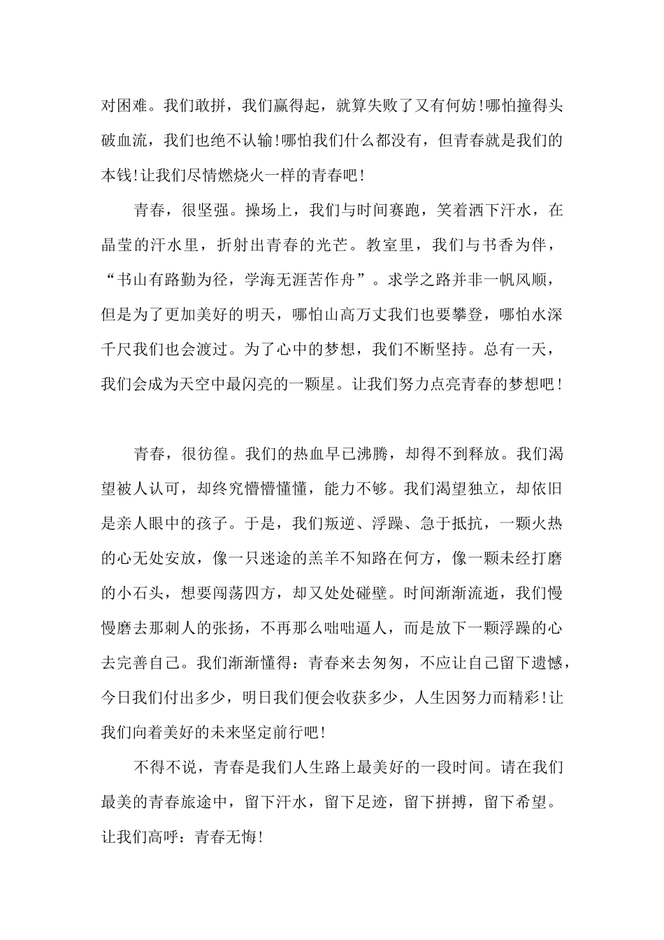 2024奋斗者正青春优秀征文_第3页