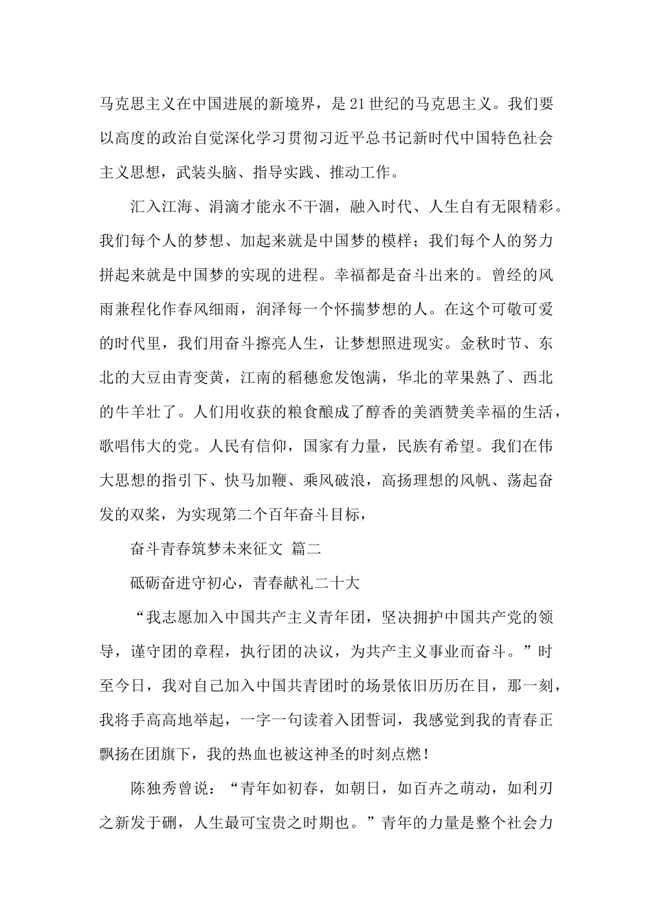 2024奋斗青春筑梦未来征文1000字经典范文三篇_第3页