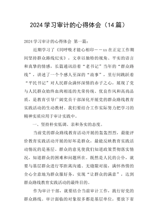 2024学习审计的心得体会