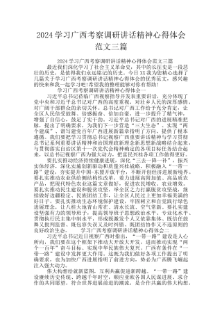 2024学习广西考察调研讲话精神心得体会范文三篇