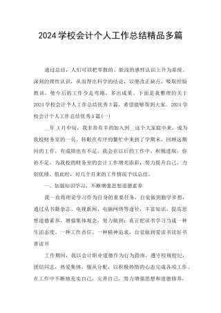 2024学校会计个人工作总结精品多篇