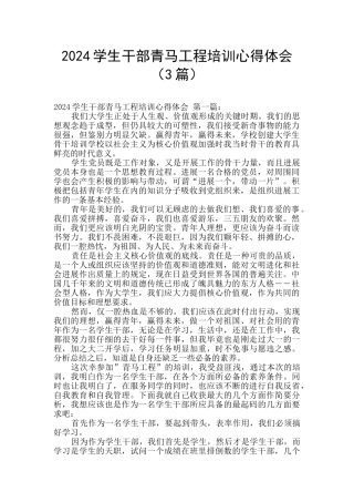 2024学生干部青马工程培训心得体会