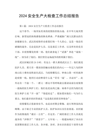 2024安全生产大检查工作总结报告