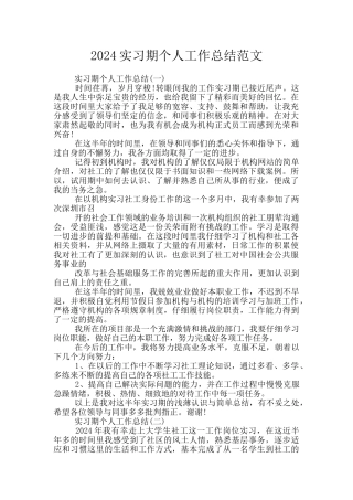2024实习期个人工作总结范文