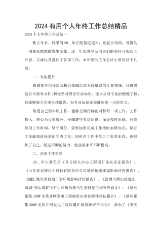 2024实用个人年终工作总结精品