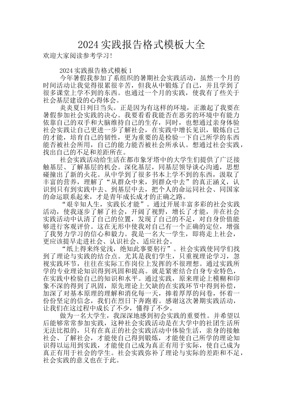 2024实践报告格式模板大全_第1页