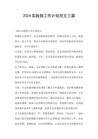 2024实践部工作计划范文三篇