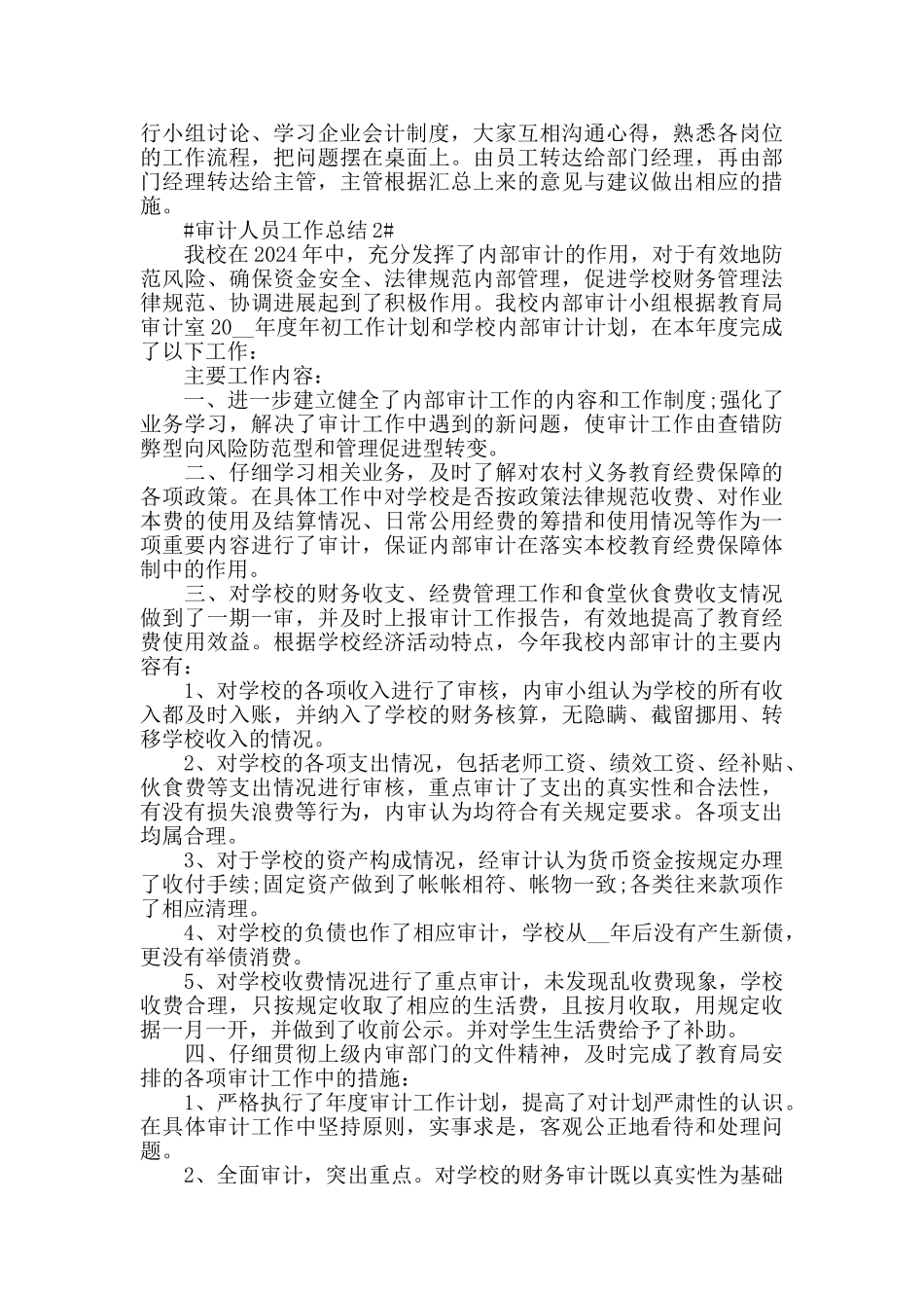 2024审计人员年度个人工作总结模板范文_第2页