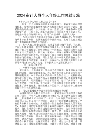 2024审计人员个人年终工作总结5篇