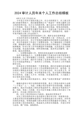 2024审计人员年末个人工作总结模板